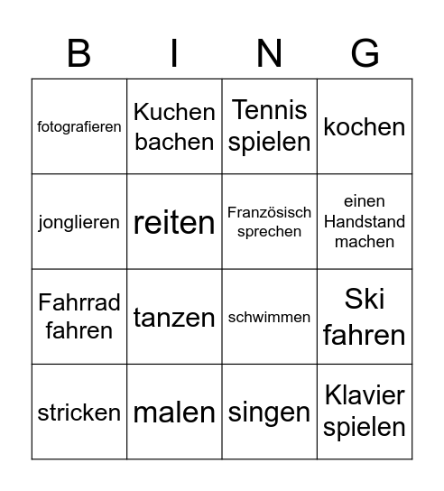 Kannst du gut Fahrrad fahren? Bingo Card