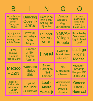 De Foute Muziek Bingo!! Bingo Card