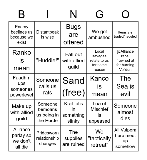 DPC Bingo Card