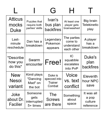 LIGHTSPEED BINGO Card
