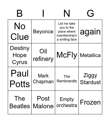 CF&P Bingo Card