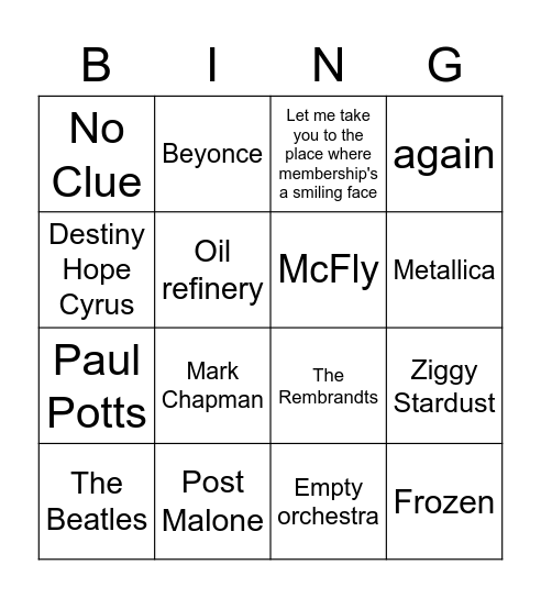 CF&P Bingo Card