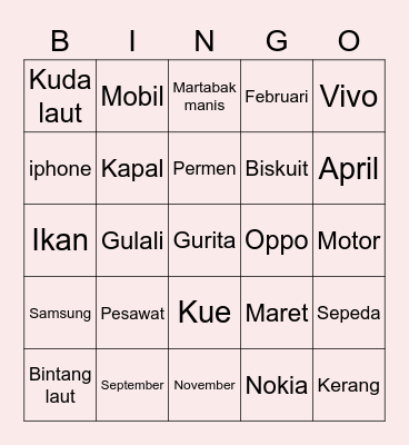 Bingo eaJ Bingo Card