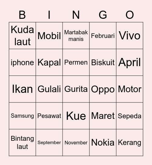 Bingo eaJ Bingo Card