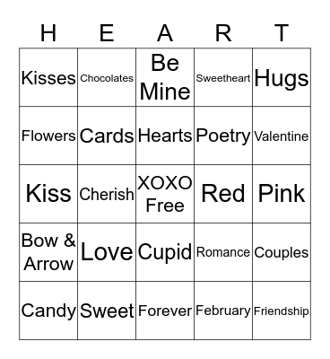 Valentines Bingo Card