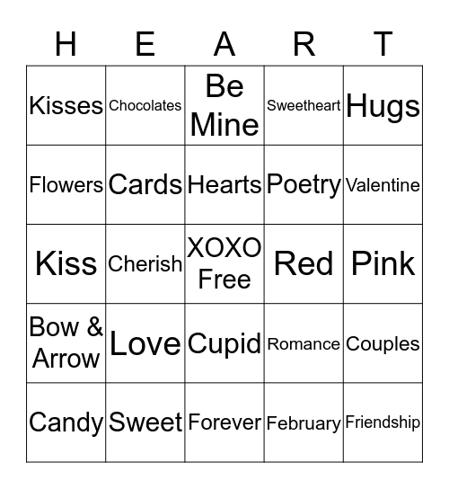 Valentines Bingo Card