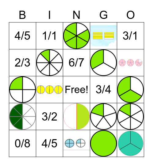 Fractions Bingo Card