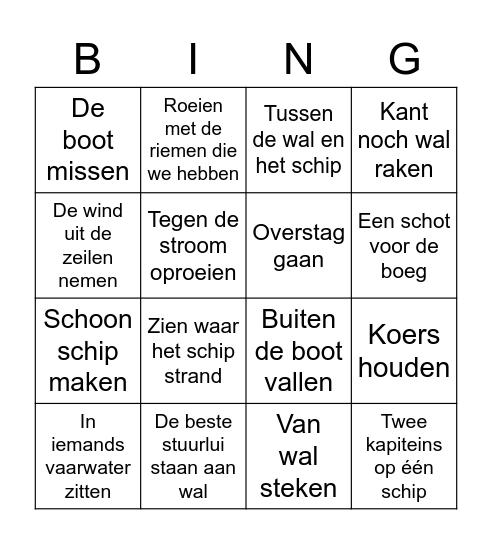 Nautische uitdrukkingen bingo Card