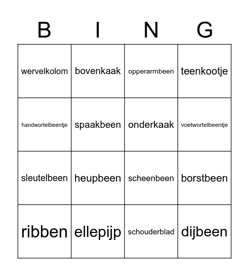 Skelet Bingo Card