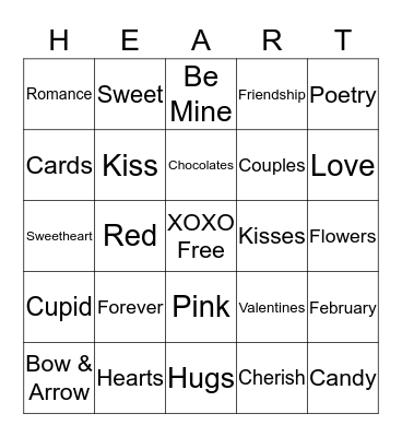 Valentines Bingo Card