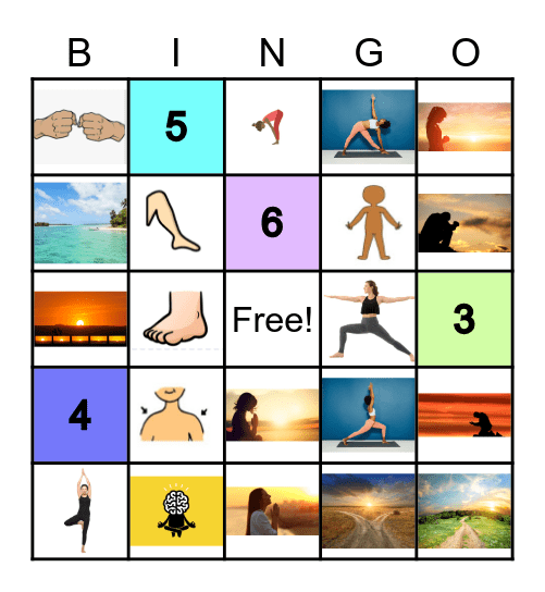 Relaxation Bingo Card