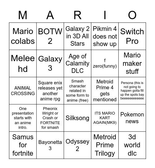 DIRECT LETS GOOOOOOOOO Bingo Card