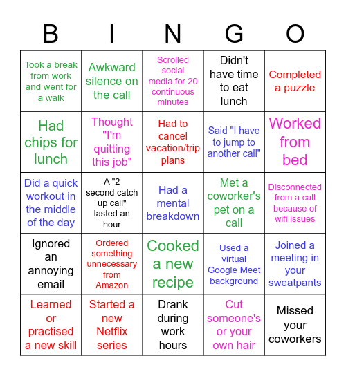 Lauren Order Bingo Card