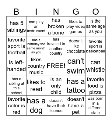 Find Someone Who... Bingo Card