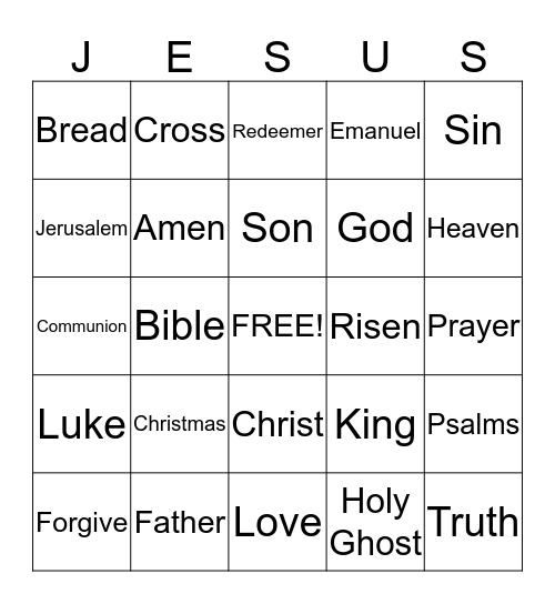 JESUS Bingo Card