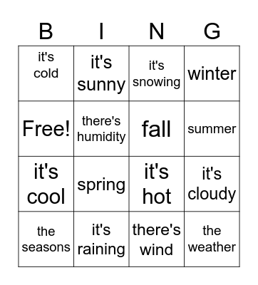 El tiempo y Las Estaciones Bingo Card