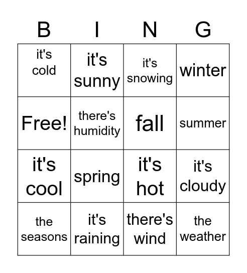 El tiempo y Las Estaciones Bingo Card