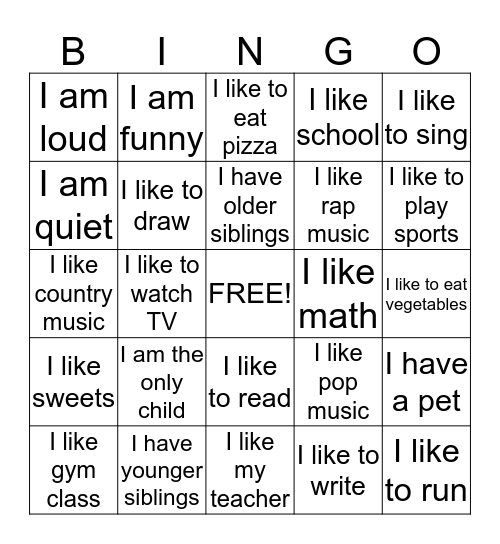 Get to Know You Bingo!  Bingo Card