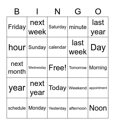 ASL Bingo time Bingo Card
