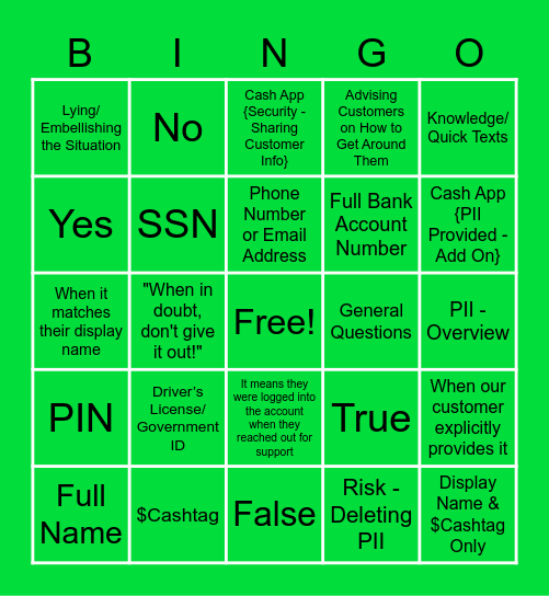 Cash Voice PII/P0 Bingo Card