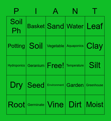 Plant Science Bingo Card