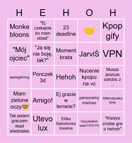 Eveliusz Bingo Card