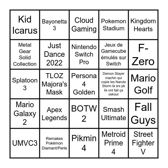 Direct du 18/02/2021 Bingo Card