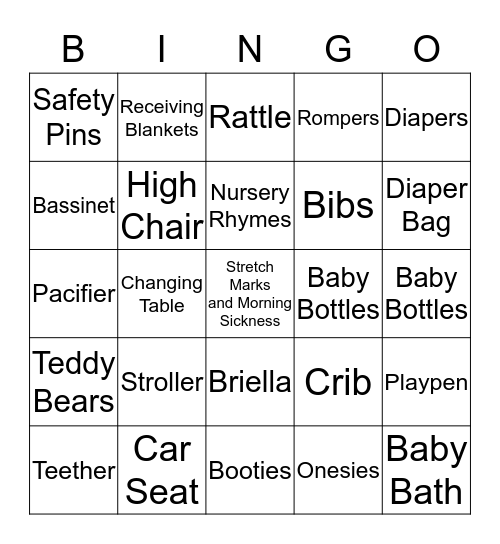 Baby Shower Bingo Card