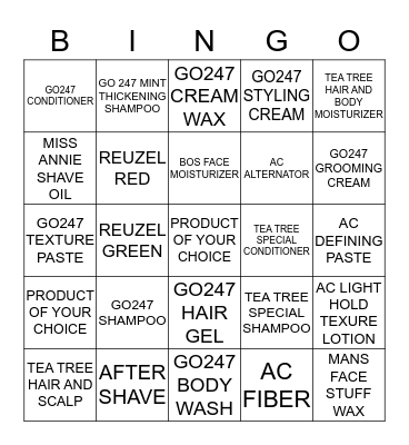 PRODUCT BINGO Card