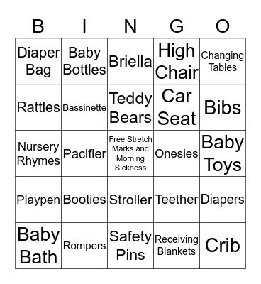 Baby Shower Bingo Card