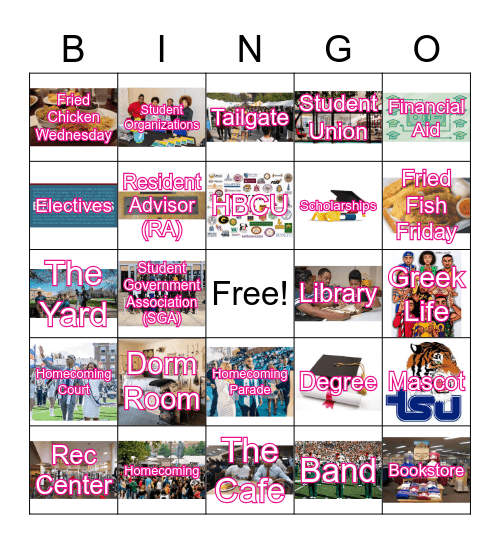 HBCU Virtual College Tour Bingo Card