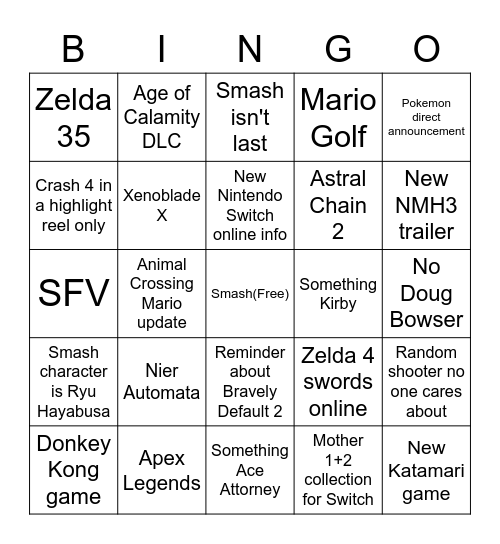 Direct Bingo Card