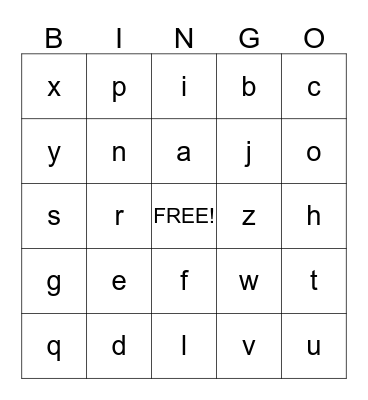Alphabet Bingo Card