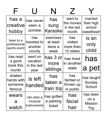 Life Community Church is FUN! Bingo Card