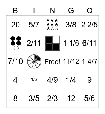 Fraction Bingo Card