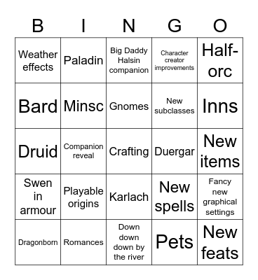 Patch 4 Bingo Card