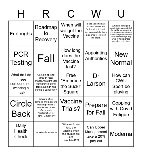 HR BINGO Card