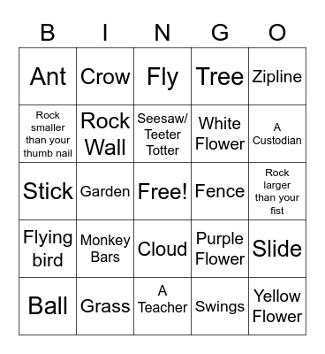 Playground Bingo Card