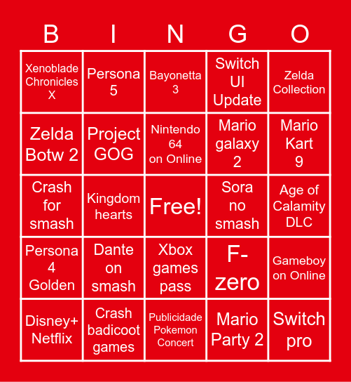 Nintendo Direct Bingo