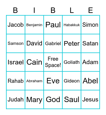 Bible Characters Bingo Card