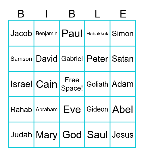 Bible Characters Bingo Card