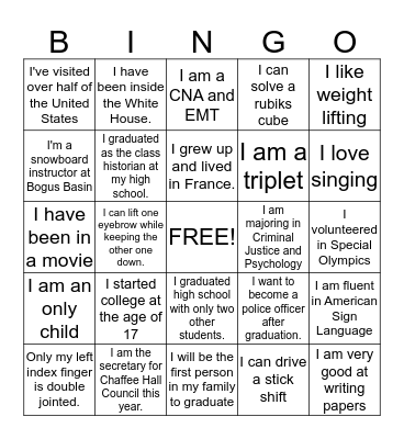 RA Mixer Bingo  Bingo Card