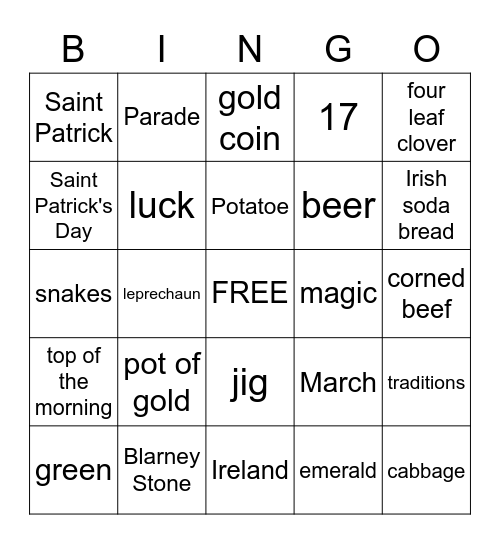Facilities & Security Saint Patrick's Day Bingo Card
