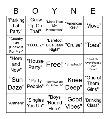 Music Bingo - Country Bingo Card