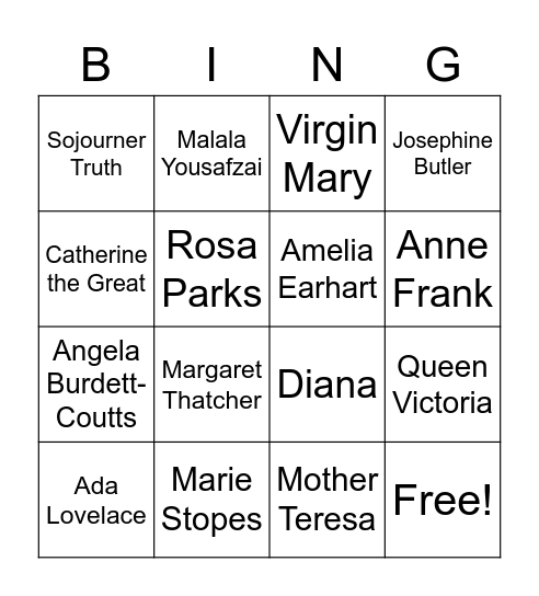 Woman's Day Bingo Card