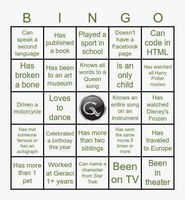 GERACI TEAM Bingo Card