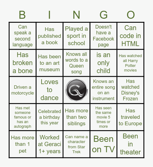 GERACI TEAM Bingo Card