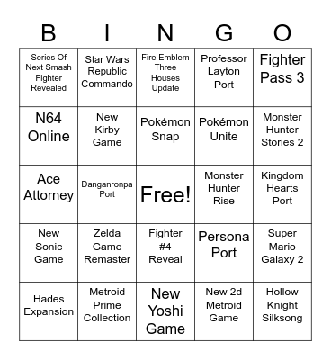Nintendo Direct - 17th of February 2021 Bingo Card