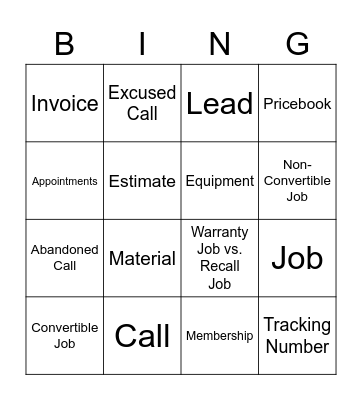 Bingo Lingo Bingo Card
