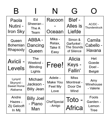 Muziekbingo! Bingo Card